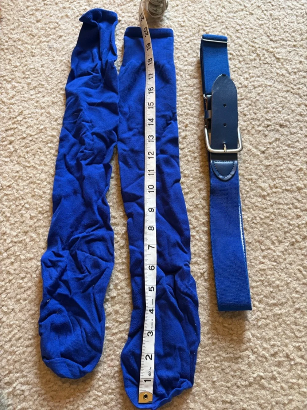 Kids Blue Elastic Baseball Uniform Belt with Matching Blue Socks